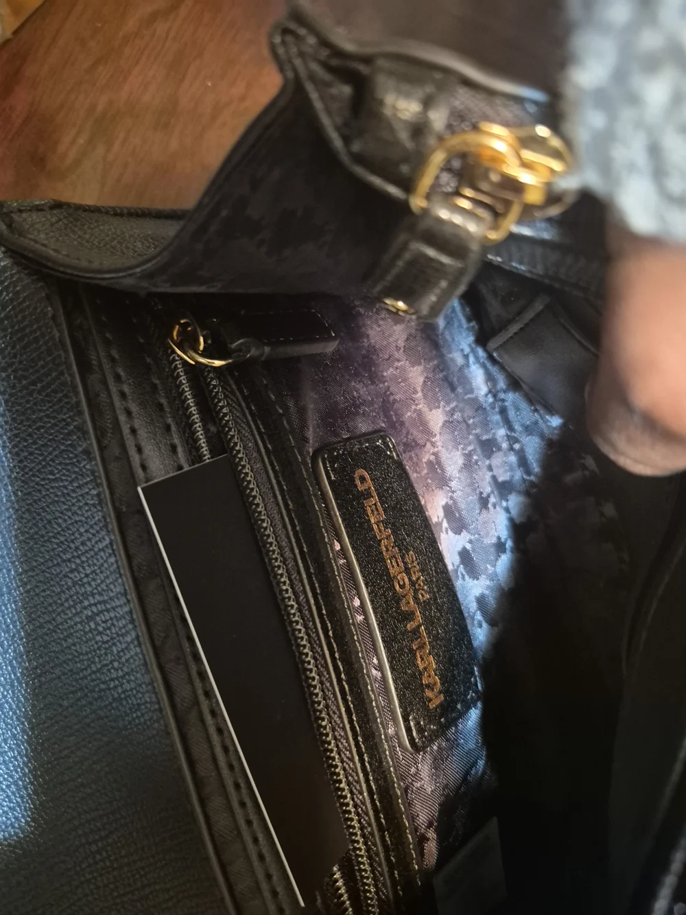 Karl Lagerfeld Black Leather Crossbody bag with Enamel Charms